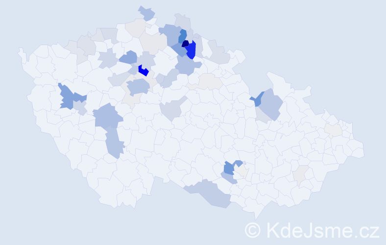 Příjmení: 'Hádek', počet výskytů 213 v celé ČR