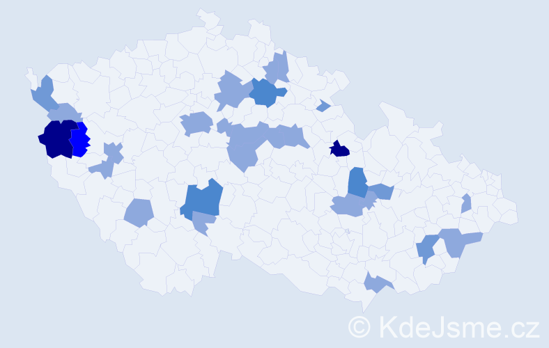 Příjmení: 'Ent', počet výskytů 52 v celé ČR