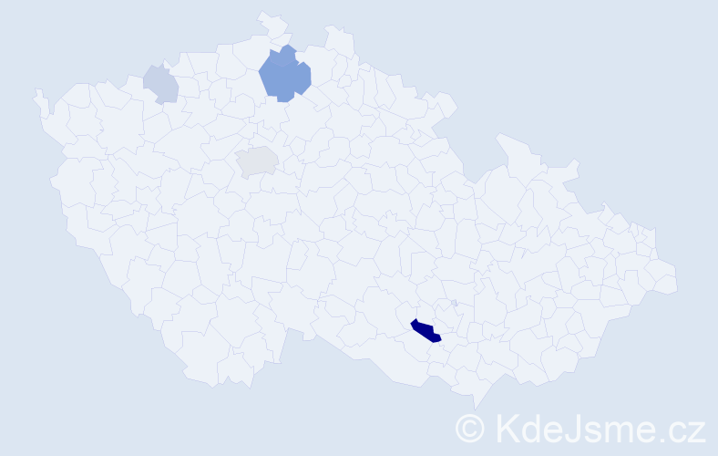 Příjmení: 'Kizák', počet výskytů 12 v celé ČR
