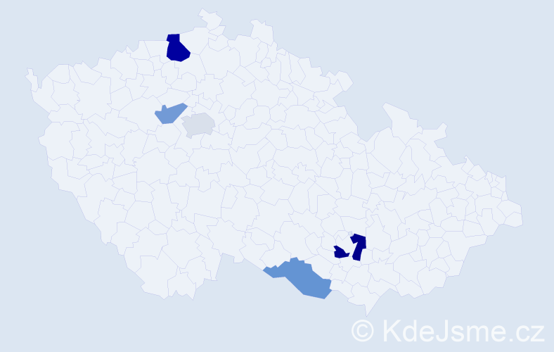 Příjmení: 'Tomány', počet výskytů 8 v celé ČR
