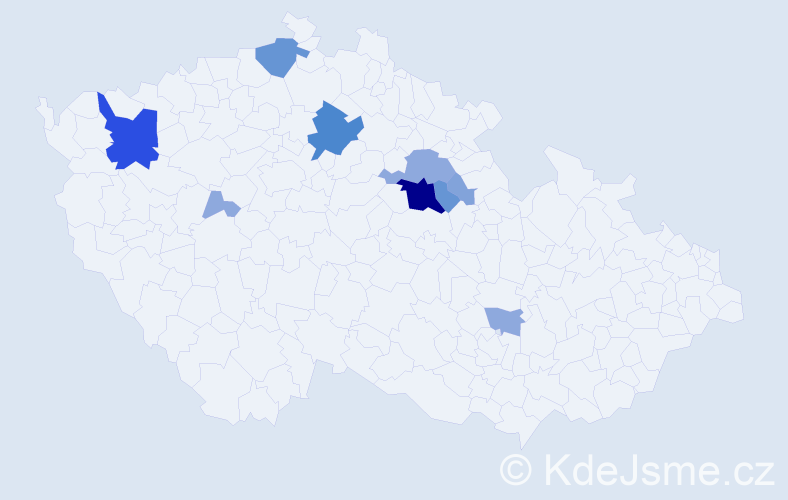 Příjmení: 'Vopršál', počet výskytů 28 v celé ČR