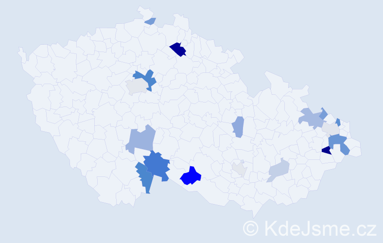 Příjmení: 'Macášek', počet výskytů 43 v celé ČR