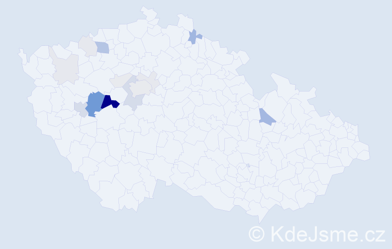 Příjmení: 'Kebrdle', počet výskytů 53 v celé ČR