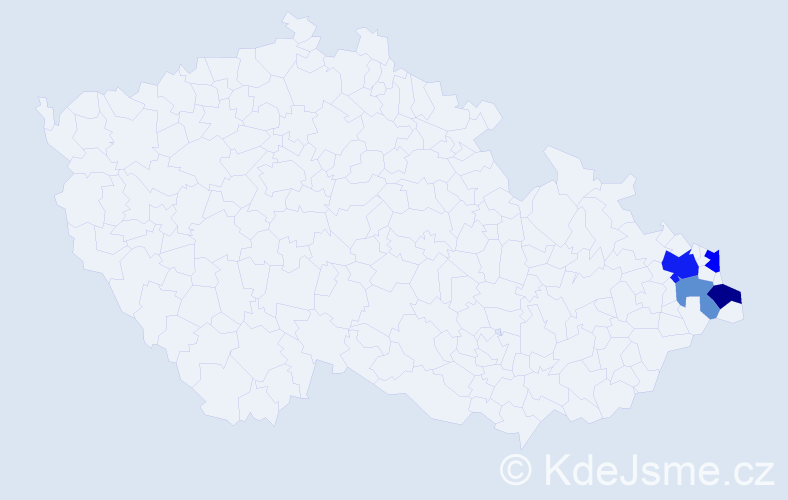 Příjmení: 'Koczy', počet výskytů 16 v celé ČR