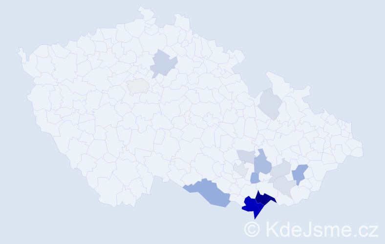 Příjmení: 'Redková', počet výskytů 53 v celé ČR