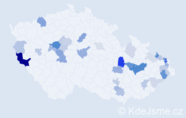 Příjmení: 'Šteffková', počet výskytů 95 v celé ČR