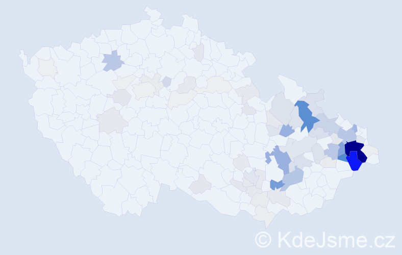 Příjmení: 'Krpcová', počet výskytů 388 v celé ČR