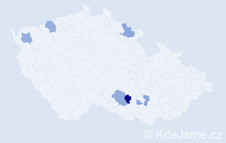 Příjmení: 'Prvák', počet výskytů 6 v celé ČR
