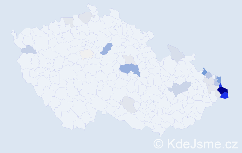 Příjmení: 'Janik', počet výskytů 83 v celé ČR