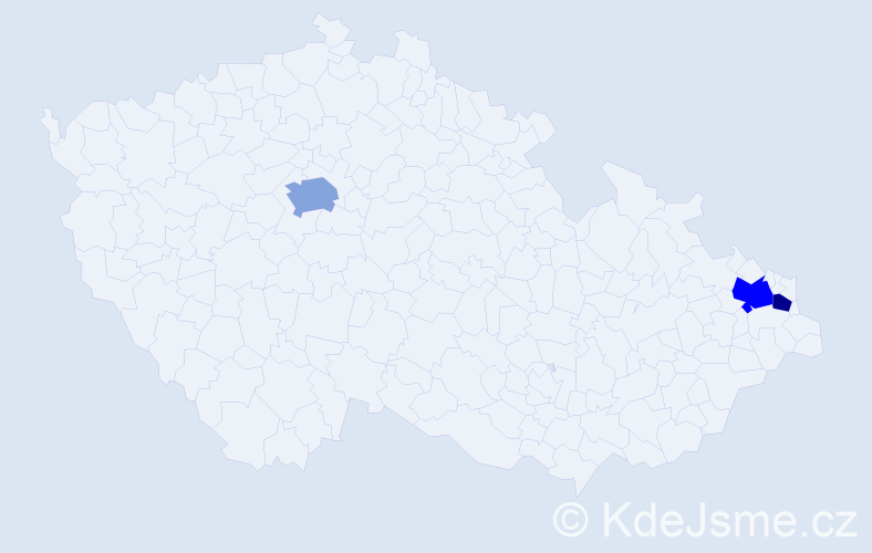 Příjmení: 'Klymcová', počet výskytů 5 v celé ČR