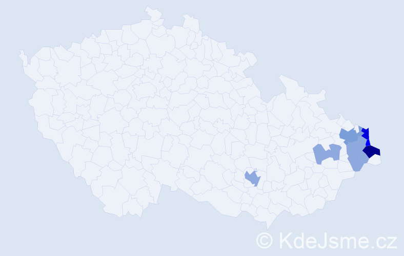 Příjmení: 'Miczek', počet výskytů 28 v celé ČR