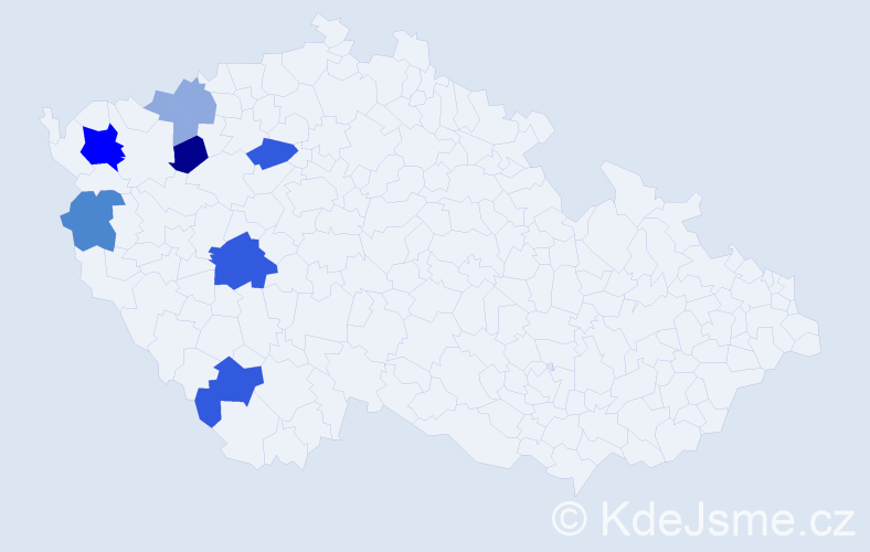 Příjmení: 'Čóka', počet výskytů 22 v celé ČR