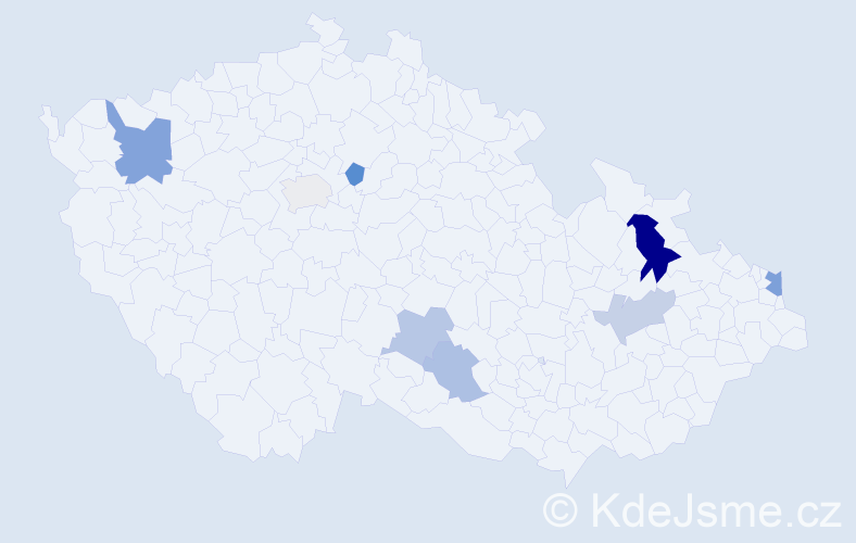 Příjmení: 'Dvorák', počet výskytů 13 v celé ČR