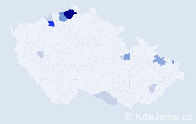 Příjmení: 'Miškolci', počet výskytů 38 v celé ČR