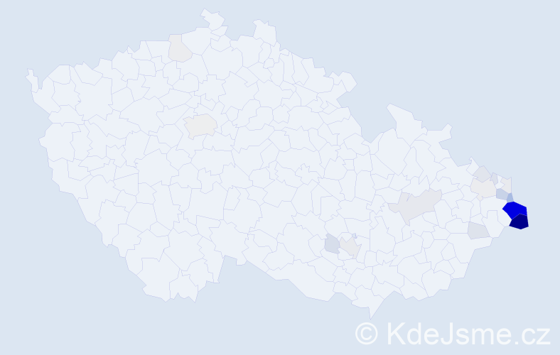 Příjmení: 'Krzyžanek', počet výskytů 77 v celé ČR