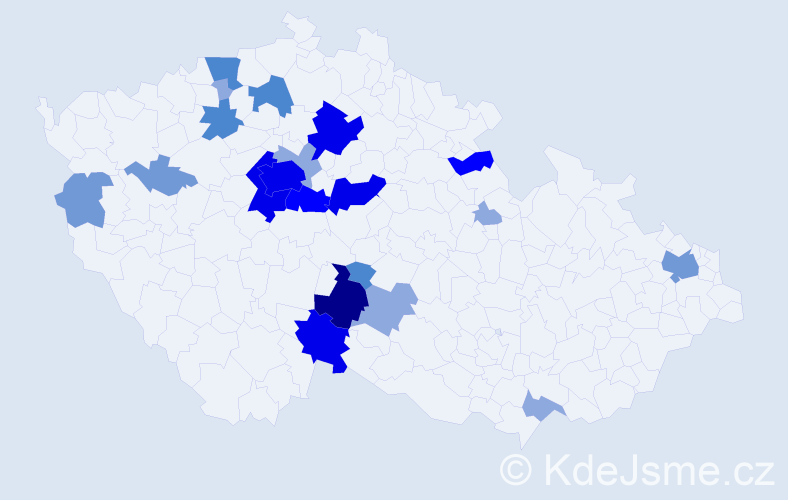 Příjmení: 'Bejda', počet výskytů 62 v celé ČR