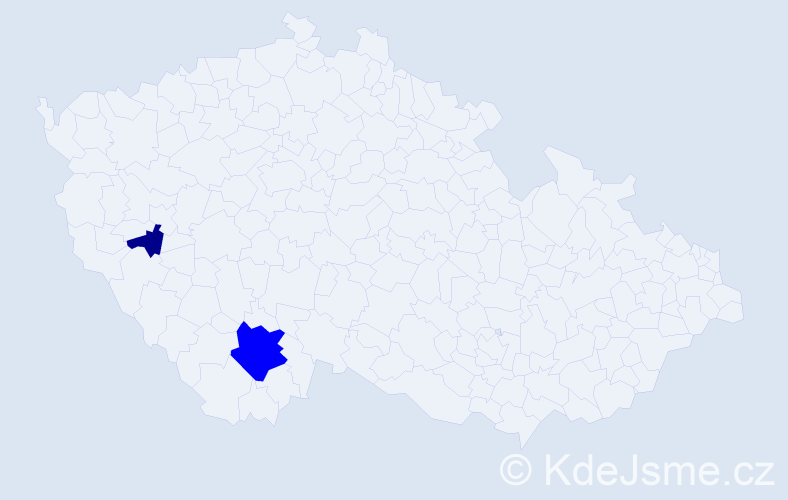 Příjmení: 'Celláriková', počet výskytů 5 v celé ČR