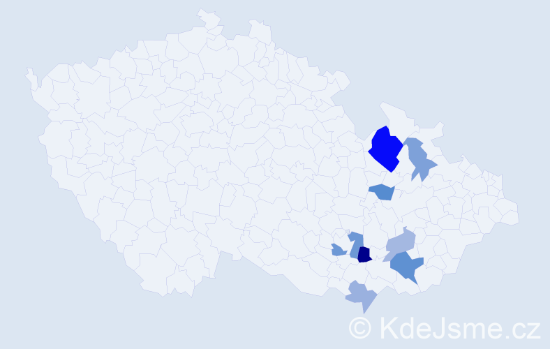 Příjmení: 'Kauf', počet výskytů 16 v celé ČR