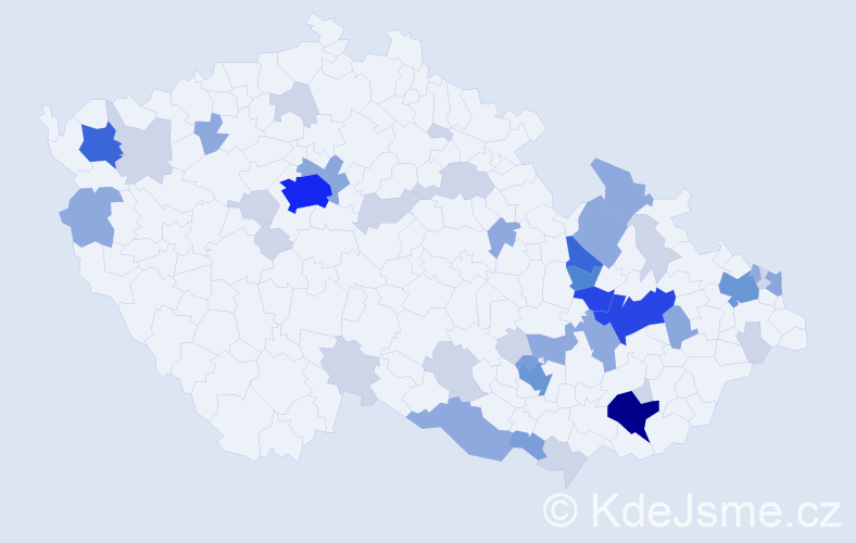 Příjmení: 'Šipková', počet výskytů 125 v celé ČR