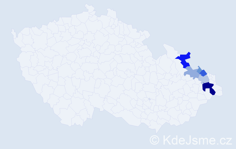 Příjmení: 'Měkýšová', počet výskytů 24 v celé ČR