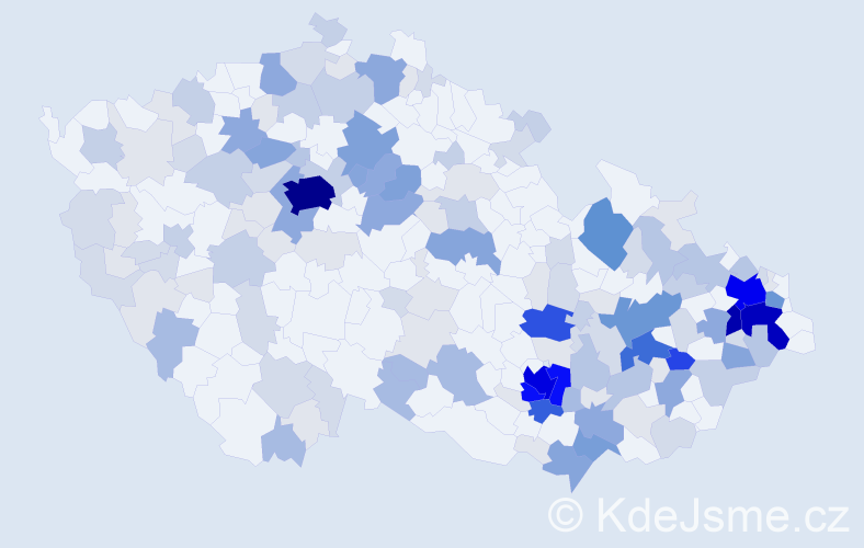 Příjmení: 'Janek', počet výskytů 596 v celé ČR