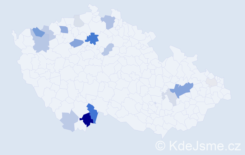 Příjmení: 'Huličková', počet výskytů 36 v celé ČR