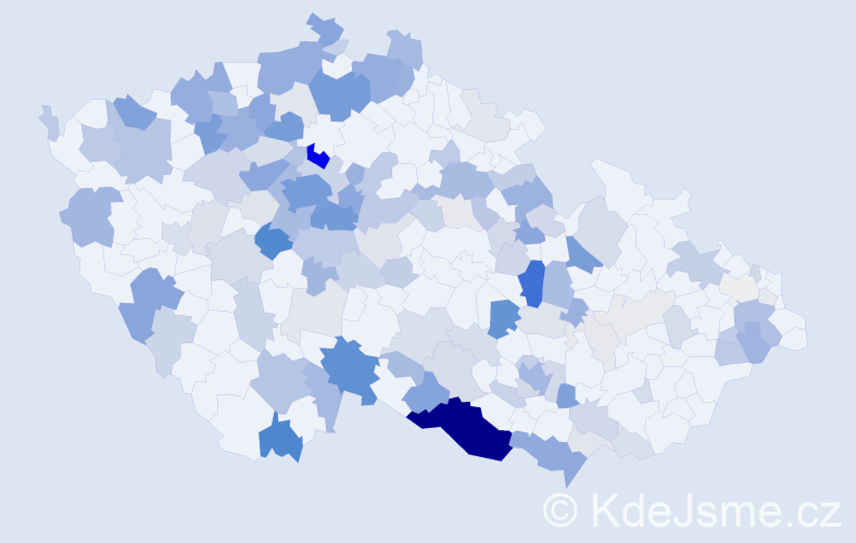 Příjmení: 'Ziková', počet výskytů 470 v celé ČR