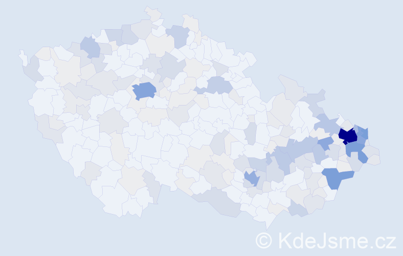 Příjmení: 'Kubica', počet výskytů 790 v celé ČR