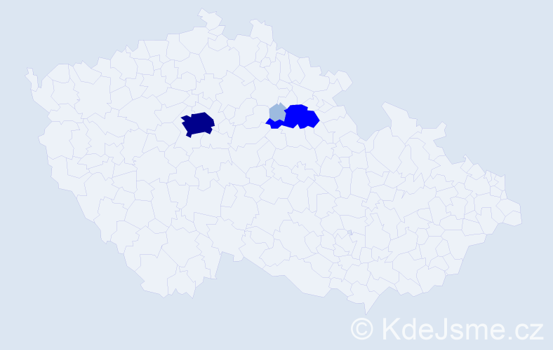 Příjmení: 'Kaloušková', počet výskytů 8 v celé ČR