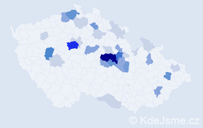 Příjmení: 'Kysilko', počet výskytů 90 v celé ČR