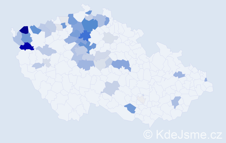 Příjmení: 'Titěra', počet výskytů 202 v celé ČR