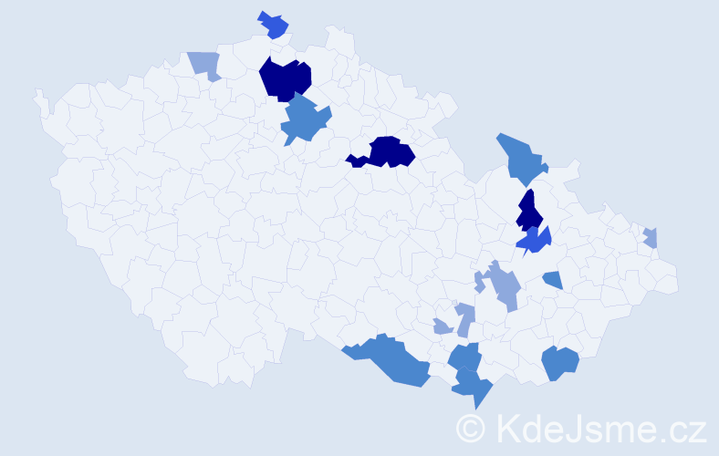 Příjmení: 'Merka', počet výskytů 39 v celé ČR
