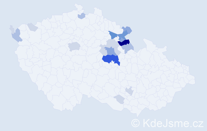 Příjmení: 'Prázová', počet výskytů 58 v celé ČR