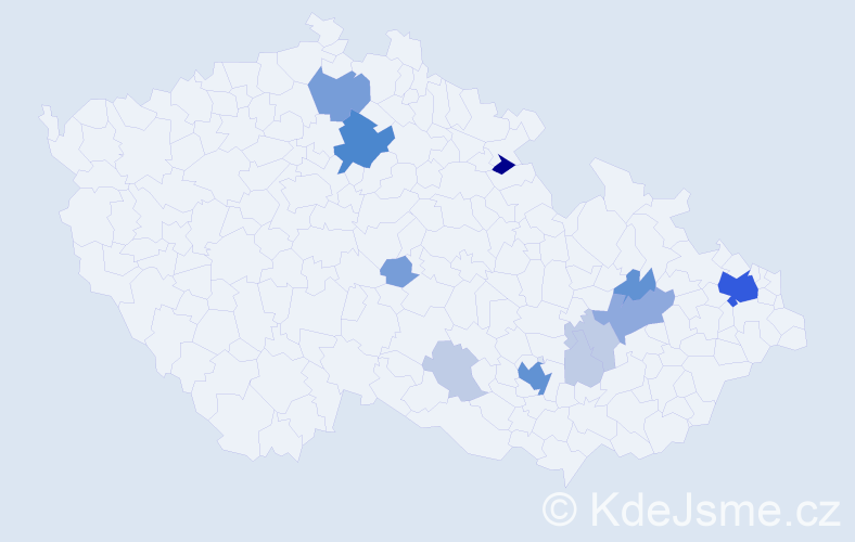 Příjmení: 'Krecl', počet výskytů 40 v celé ČR