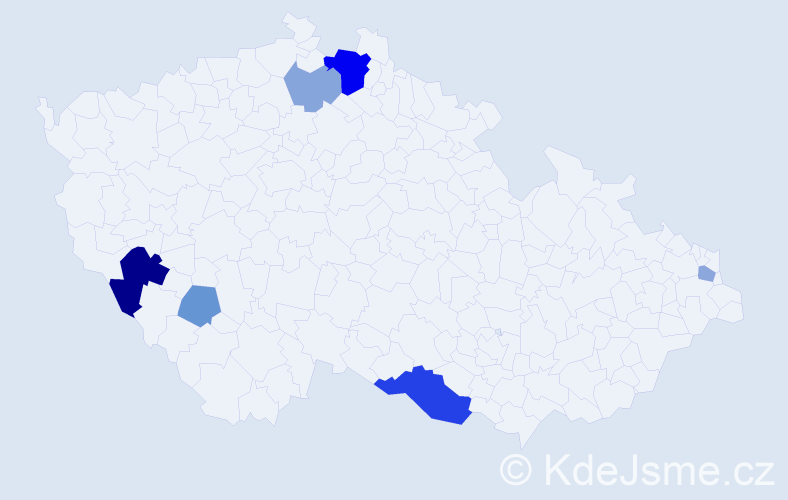 Příjmení: 'Nudera', počet výskytů 14 v celé ČR