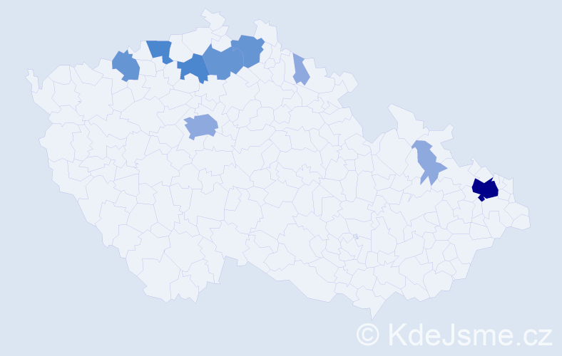 Příjmení: 'Hisemová', počet výskytů 28 v celé ČR