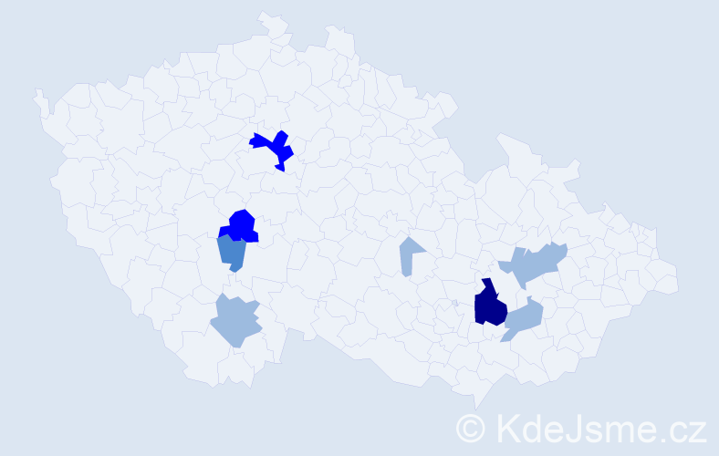 Příjmení: 'Rejpalová', počet výskytů 16 v celé ČR