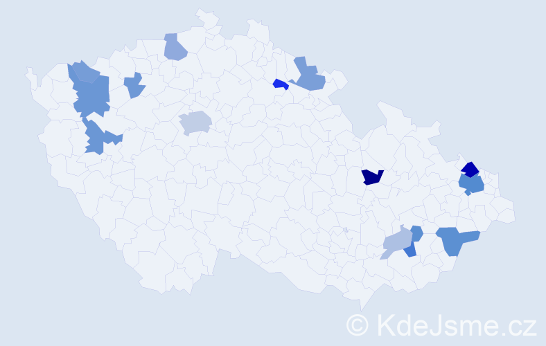 Příjmení: 'Čanigová', počet výskytů 42 v celé ČR
