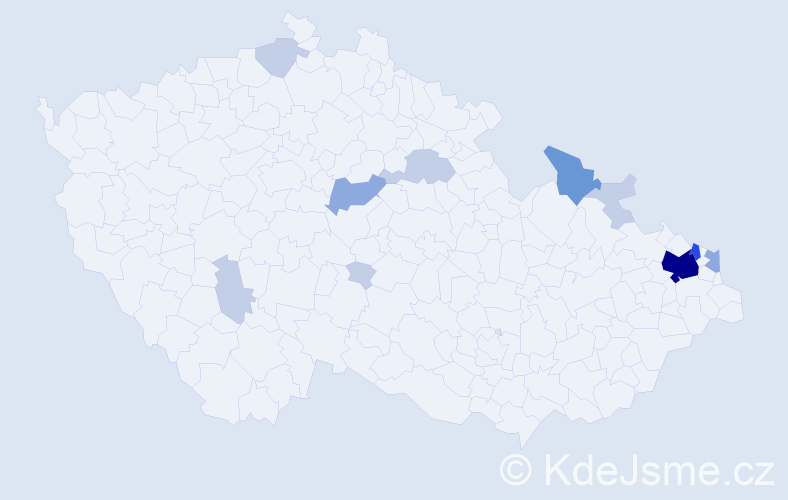 Příjmení: 'Děrgelová', počet výskytů 31 v celé ČR