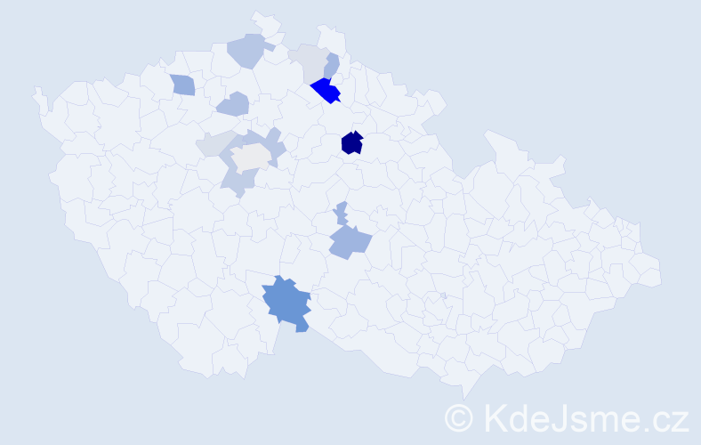 Příjmení: 'Ouvín', počet výskytů 32 v celé ČR