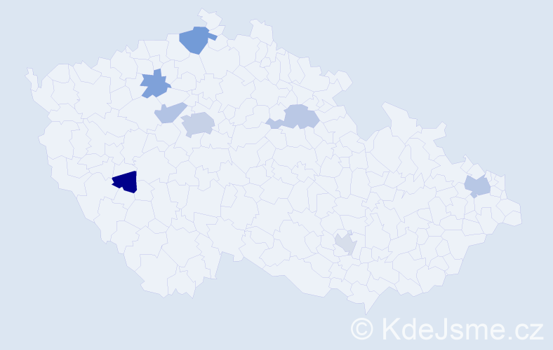 Příjmení: 'Kucera', počet výskytů 14 v celé ČR