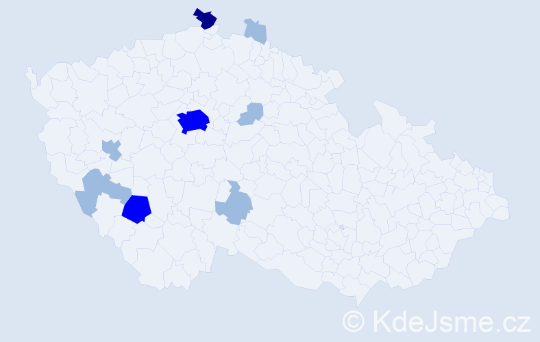 Příjmení: 'Bačovčin', počet výskytů 16 v celé ČR