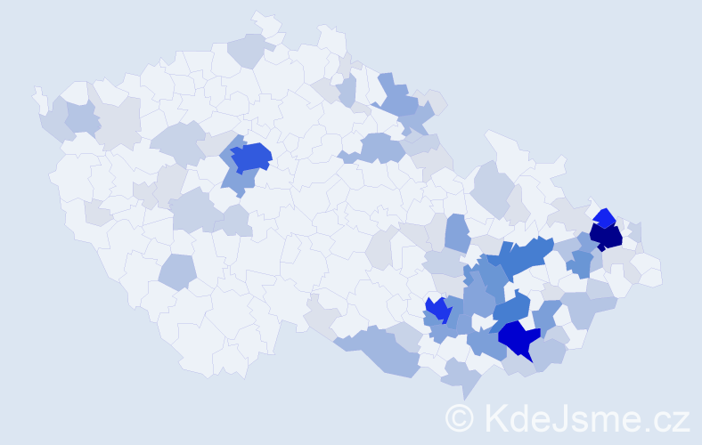 Příjmení: 'Klučka', počet výskytů 290 v celé ČR