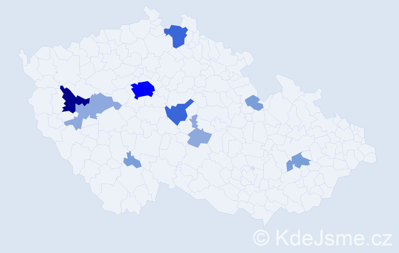 Příjmení: 'Hečlová', počet výskytů 31 v celé ČR