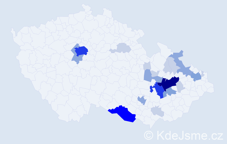 Příjmení: 'Kabilka', počet výskytů 63 v celé ČR