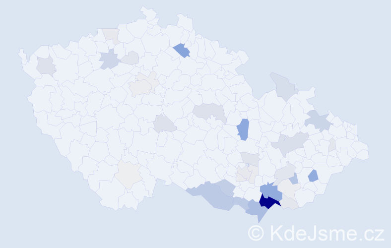 Příjmení: 'Ištvánková', počet výskytů 157 v celé ČR