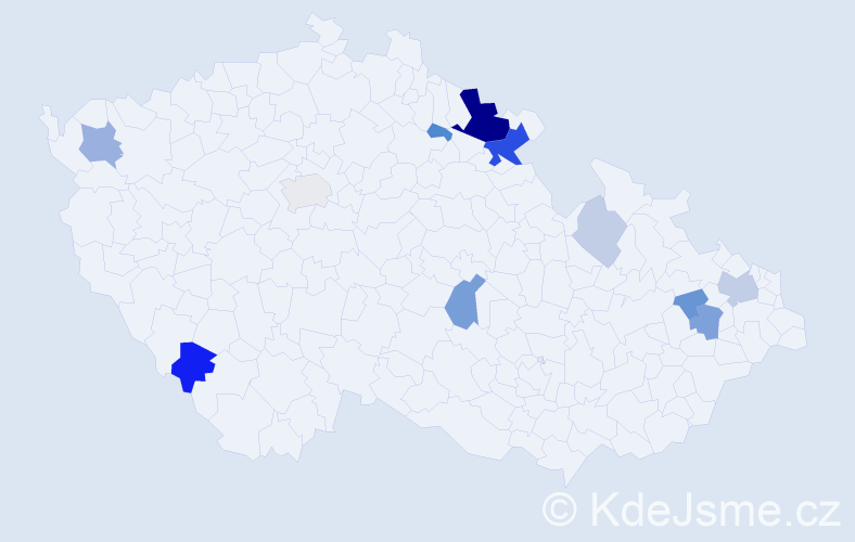 Příjmení: 'Romančáková', počet výskytů 32 v celé ČR