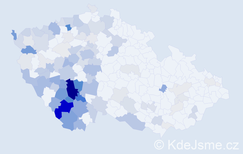 Příjmení: 'Velek', počet výskytů 441 v celé ČR