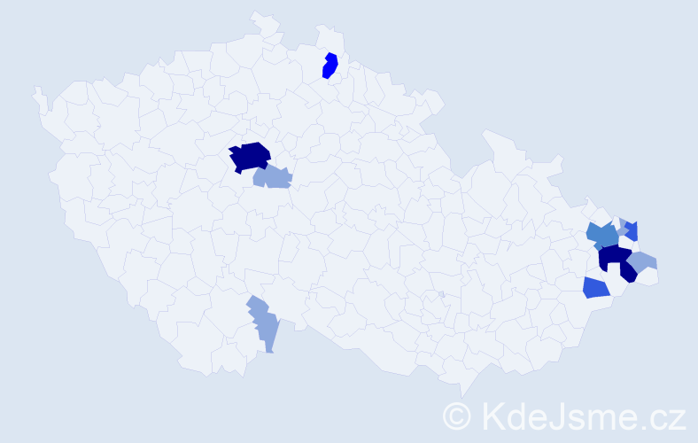 Příjmení: 'Sačková', počet výskytů 26 v celé ČR