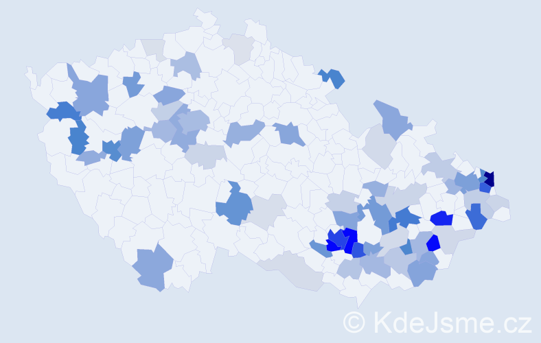 Příjmení: 'Dostalová', počet výskytů 243 v celé ČR